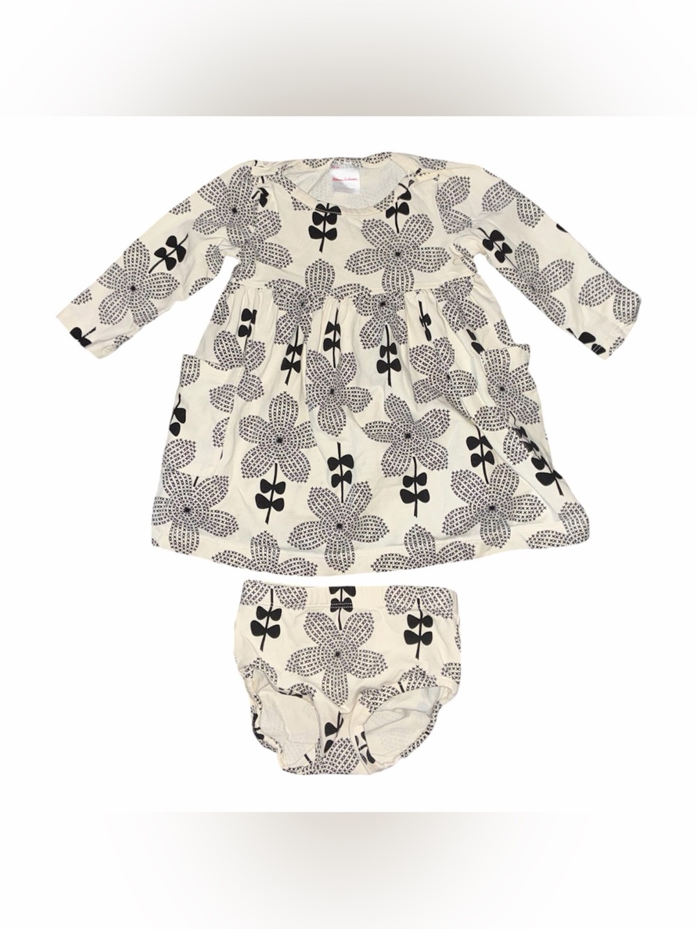 Hanna Andersson Cream Dress with Black Floral Print